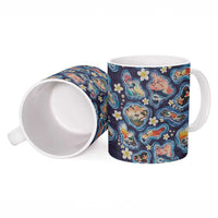 Hawaii Islands Map Design with Japanese Landscape Ceramic Mug Hawaiian Japan Fusion Art Navy Color LT03 - Polynesian Pride
