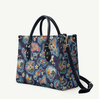 Hawaii Islands Map Design with Japanese Landscape Leather Bag Hawaiian Japan Fusion Art Navy Color LT03 Navy - Polynesian Pride