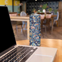 Hawaii Islands Map Design with Japanese Landscape Skinny Tumbler Hawaiian Japan Fusion Art Navy Color