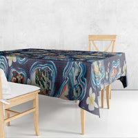 Hawaii Islands Map Design with Japanese Landscape Tablecloth Hawaiian Japan Fusion Art Navy Color LT03 - Polynesian Pride