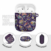 Hawaii Islands Map Design with Japanese Landscape AirPods Case Hawaiian Japan Fusion Art Purple Color