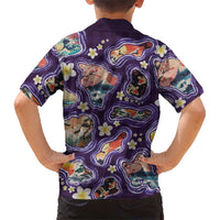 Hawaii Islands Map Design with Japanese Landscape Family Matching Mermaid Dress and Hawaiian Shirt Hawaiian Japan Fusion Art Purple Color LT03 - Polynesian Pride