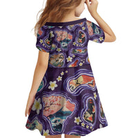 Hawaii Islands Map Design with Japanese Landscape Family Matching Mermaid Dress and Hawaiian Shirt Hawaiian Japan Fusion Art Purple Color LT03 - Polynesian Pride