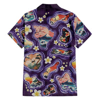 Hawaii Islands Map Design with Japanese Landscape Family Matching Mermaid Dress and Hawaiian Shirt Hawaiian Japan Fusion Art Purple Color LT03 - Polynesian Pride