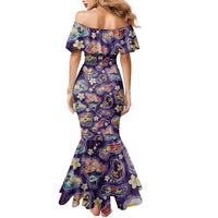 Hawaii Islands Map Design with Japanese Landscape Family Matching Mermaid Dress and Hawaiian Shirt Hawaiian Japan Fusion Art Purple Color LT03 - Polynesian Pride