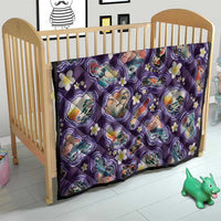 Hawaii Islands Map Design with Japanese Landscape Quilt Hawaiian Japan Fusion Art Purple Color