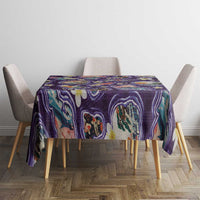 Hawaii Islands Map Design with Japanese Landscape Tablecloth Hawaiian Japan Fusion Art Purple Color LT03 - Polynesian Pride