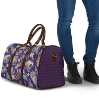 Hawaii Islands Map Design with Japanese Landscape Travel Bag Hawaiian Japan Fusion Art Purple Color