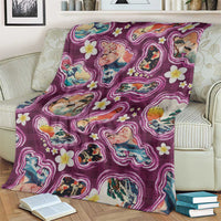 Hawaii Islands Map Design with Japanese Landscape Blanket Hawaiian Japan Fusion Art Pink Color LT03 - Polynesian Pride