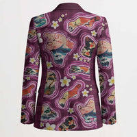 Hawaii Islands Map Design with Japanese Landscape Blazer Hawaiian Japan Fusion Art Pink Color LT03 - Polynesian Pride