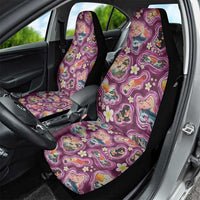 Hawaii Islands Map Design with Japanese Landscape Car Seat Cover Hawaiian Japan Fusion Art Pink Color