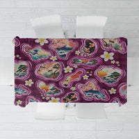 Hawaii Islands Map Design with Japanese Landscape Tablecloth Hawaiian Japan Fusion Art Pink Color LT03 Pink - Polynesian Pride