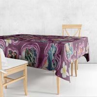 Hawaii Islands Map Design with Japanese Landscape Tablecloth Hawaiian Japan Fusion Art Pink Color LT03 - Polynesian Pride