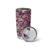 Hawaii Islands Map Design with Japanese Landscape Tumbler Cup Hawaiian Japan Fusion Art Pink Color