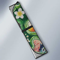 Hawaiian and Japanese Culture Together Auto Sun Shade Hawaiian Island Shapes with Japanese Landscape Green Color