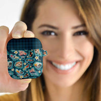 Hawaiian and Japanese Culture Together AirPods Case Hawaiian Island Shapes with Japanese Landscape Teal Color