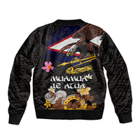 American Samoa Fue and Kava Bowl Bomber Jacket Plumeria and Polynesian Pattern LT03 - Polynesian Pride