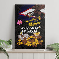 American Samoa Fue and Kava Bowl Canvas Wall Art Plumeria and Polynesian Pattern LT03 - Polynesian Pride