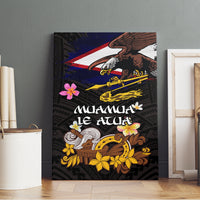 American Samoa Fue and Kava Bowl Canvas Wall Art Plumeria and Polynesian Pattern LT03 - Polynesian Pride