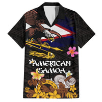 American Samoa Fue and Kava Bowl Hawaiian Shirt Plumeria and Polynesian Pattern LT03 Black - Polynesian Pride
