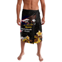 American Samoa Fue and Kava Bowl Lavalava Plumeria and Polynesian Pattern LT03 Black - Polynesian Pride