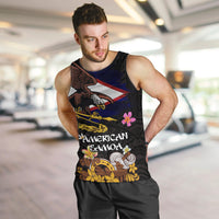 American Samoa Fue and Kava Bowl Men Tank Top Plumeria and Polynesian Pattern LT03 Black - Polynesian Pride