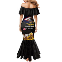 American Samoa Fue and Kava Bowl Mermaid Dress Plumeria and Polynesian Pattern LT03 - Polynesian Pride