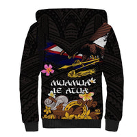 American Samoa Fue and Kava Bowl Sherpa Hoodie Plumeria and Polynesian Pattern LT03 - Polynesian Pride