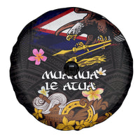 American Samoa Fue and Kava Bowl Spare Tire Cover Plumeria and Polynesian Pattern LT03 - Polynesian Pride