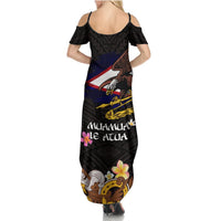 American Samoa Fue and Kava Bowl Summer Maxi Dress Plumeria and Polynesian Pattern LT03 - Polynesian Pride