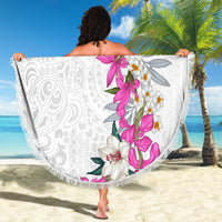 Hawaii Tropical Leaves and Flowers Beach Blanket Tribal Polynesian Pattern White Style LT03 - Polynesian Pride