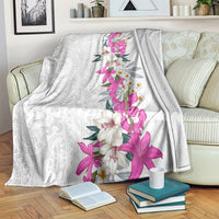 Hawaii Tropical Leaves and Flowers Blanket Tribal Polynesian Pattern White Style LT03 White - Polynesian Pride