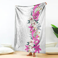 Hawaii Tropical Leaves and Flowers Blanket Tribal Polynesian Pattern White Style LT03 - Polynesian Pride