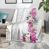 Hawaii Tropical Leaves and Flowers Blanket Tribal Polynesian Pattern White Style LT03 - Polynesian Pride