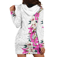 Hawaii Tropical Leaves and Flowers Hoodie Dress Tribal Polynesian Pattern White Style LT03 - Polynesian Pride