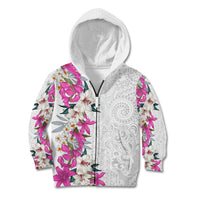 Hawaii Tropical Leaves and Flowers Kid Hoodie Tribal Polynesian Pattern White Style LT03 Zip Hoodie White - Polynesian Pride