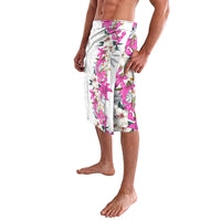 Hawaii Tropical Leaves and Flowers Lavalava Tribal Polynesian Pattern White Style LT03 - Polynesian Pride