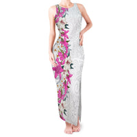 Hawaii Tropical Leaves and Flowers Tank Maxi Dress Tribal Polynesian Pattern White Style LT03 Women White - Polynesian Pride