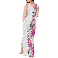 Hawaii Tropical Leaves and Flowers Tank Maxi Dress Tribal Polynesian Pattern White Style LT03 - Polynesian Pride