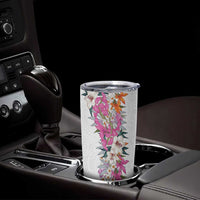 Hawaii Tropical Leaves and Flowers Tumbler Cup Tribal Polynesian Pattern White Style