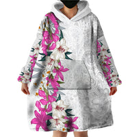 Hawaii Tropical Leaves and Flowers Wearable Blanket Hoodie Tribal Polynesian Pattern White Style LT03 - Polynesian Pride