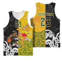Aotearoa New Zealand And Australia Basketball Custom Basketball Jersey Maori Tribal Tattoo And Aboriginal Dot Art Heritage