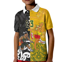 Aotearoa New Zealand And Australia Basketball Custom Kid Polo Shirt Maori Tribal Tattoo And Aboriginal Dot Art Heritage