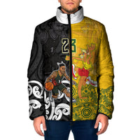 Aotearoa New Zealand And Australia Basketball Custom Padded Jacket Maori Tribal Tattoo And Aboriginal Dot Art Heritage