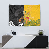 Aotearoa New Zealand And Australia Basketball Custom Tapestry Maori Tribal Tattoo And Aboriginal Dot Art Heritage