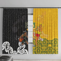 Aotearoa New Zealand And Australia Basketball Custom Window Curtain Maori Tribal Tattoo And Aboriginal Dot Art Heritage