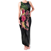 Hawaiian Tropical Plants Turtle and Shark Family Matching Tank Maxi Dress and Hawaiian Shirt Polynesian Art Tattoo