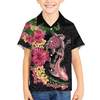 Hawaiian Tropical Plants Turtle and Shark Family Matching Tank Maxi Dress and Hawaiian Shirt Polynesian Art Tattoo