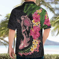 Hawaiian Tropical Plants Turtle and Shark Hawaiian Shirt Polynesian Art Tattoo
