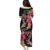 Hawaiian Tropical Plants Turtle and Shark Puletasi Polynesian Art Tattoo